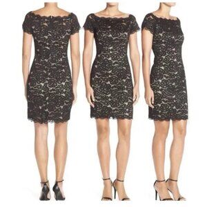Adrianna Papell Black Lace Off-The-Shoulder Dress Size 6
